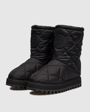 Dolce&Gabbana Чорні стьобані чоботи з логотипом CT1096AQ075