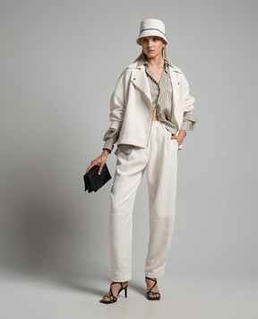 Brunello Cucinelli Білі штани з льоном MH571P8528