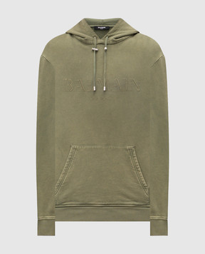 Balmain Худі кольору хакі з вишивкою логотипа FH1JT047BC72