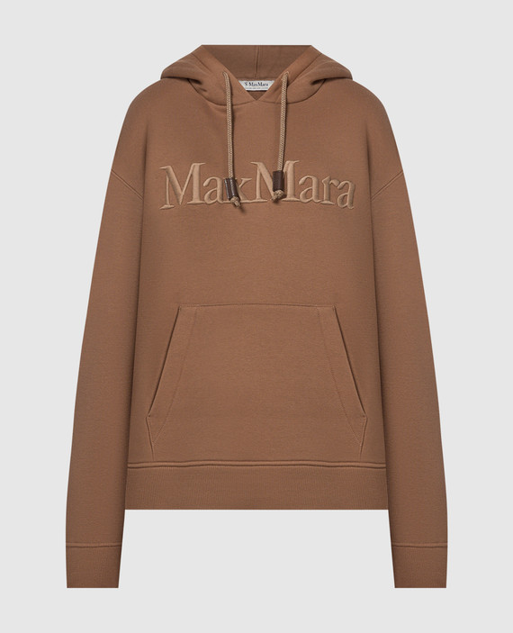 Agre logo embroidered hoodie in brown
