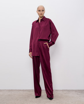 Tom Ford Бордові штани із шовку з логотипом PAW397FAX881