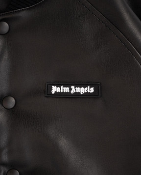 Palm Angels Дитячий чорний бомбер з логотипом PBEK001F25FAB001612