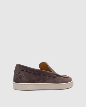 Brunello Cucinelli Коричневые замшевые слипоны в узор с логотипом логотип MZUHVSN335