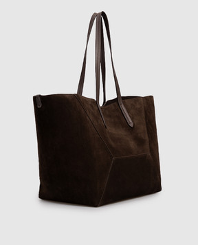 Brunello Cucinelli Коричневая замшевая сумка Dua с логотипом MBDLD2571