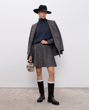 Brunello Cucinelli Синій ажурний светр з вовною MNA326504