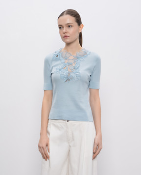 Ermanno Scervino Блакитний топ з вишивкою D465L723APQBJ