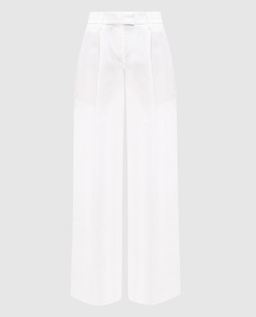 Brunello Cucinelli Белые брюки с леном с цепочкой мониль MH126P8884
