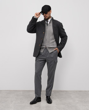 Brunello Cucinelli Сірий блейзер з кашеміру MT4016265