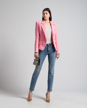 Balmain Рожевий твідовий жакет CF0SM350CE90