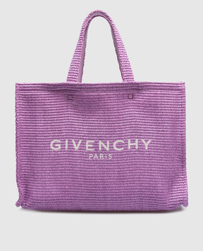 Givenchy Фіолетова сумка-тоут G з рафії з вишивкою логотипа BB50ZVB1SQ