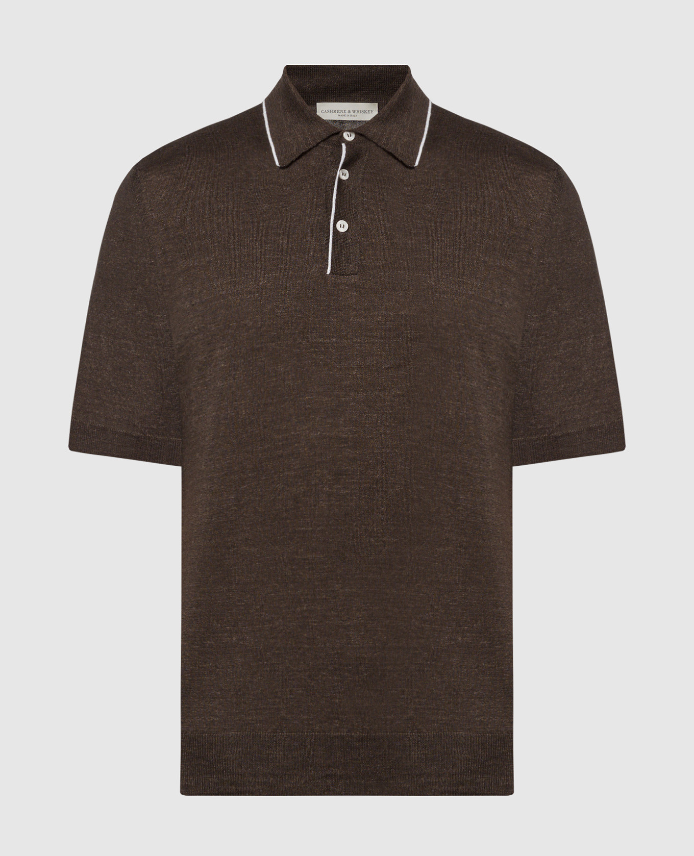 Brown polo shirt with linen and cashmere