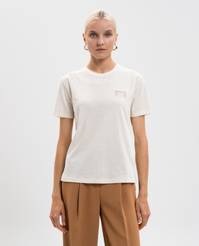 Twinset Бежева футболка з вишивкою логотипа 252TP2051