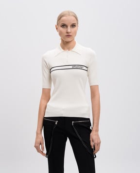 Off-White Белое поло с логотипом OWHV005S25KNI001