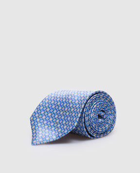 Stefano Ricci Синя краватка із шовку у візерунок CX51041