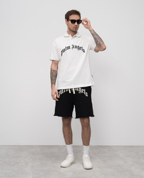 Palm Angels Біле поло з вишивкою логотипа PMGB012S25FAB003