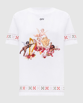 Off-White Біла футболка з вишивкою емблеми OMAA027S25JER002