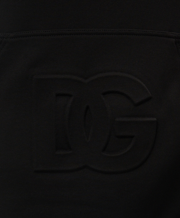 Dolce&Gabbana Чорне худі з фактурним логотипом G9ZU0ZG7O2S зображення 4