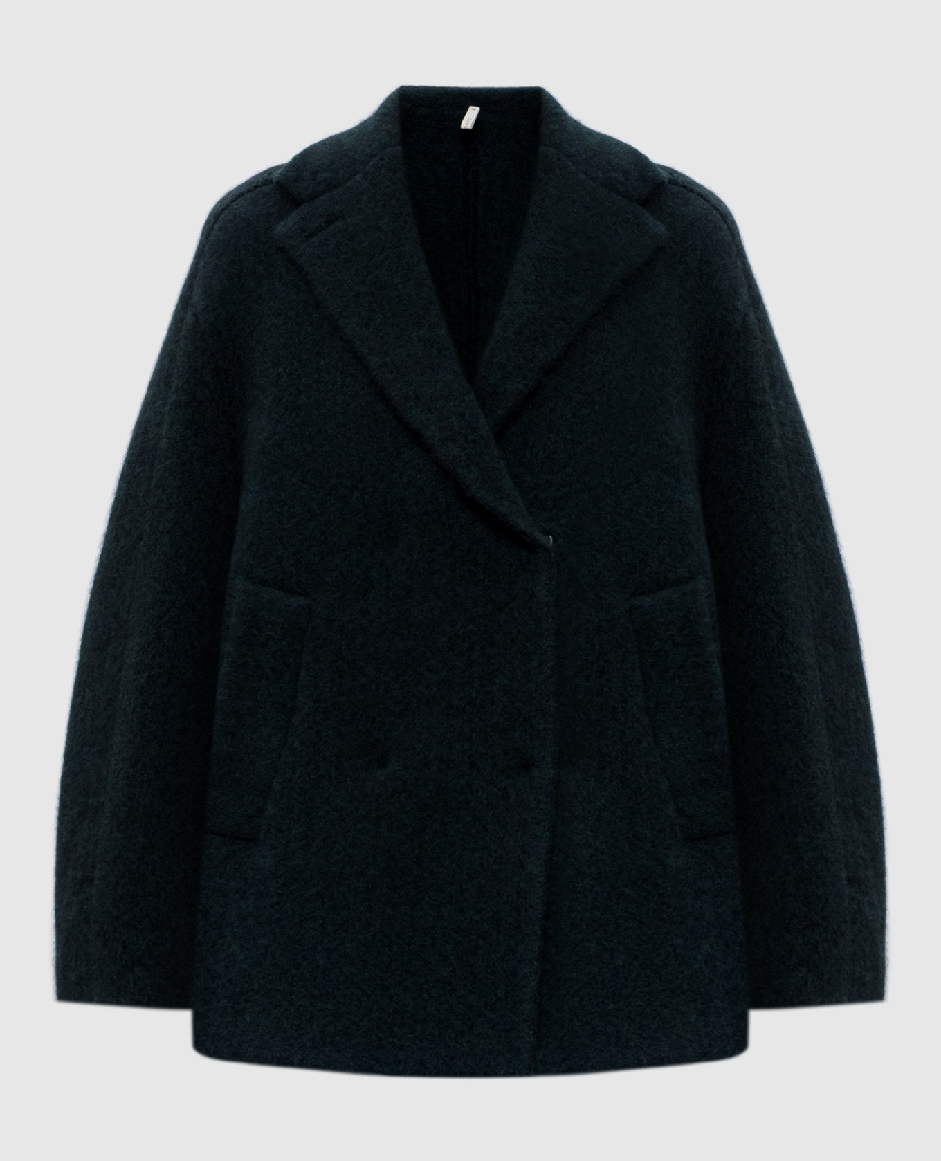 

Коричневое двубортное пальто с шерстью, Зеленый, Пальто