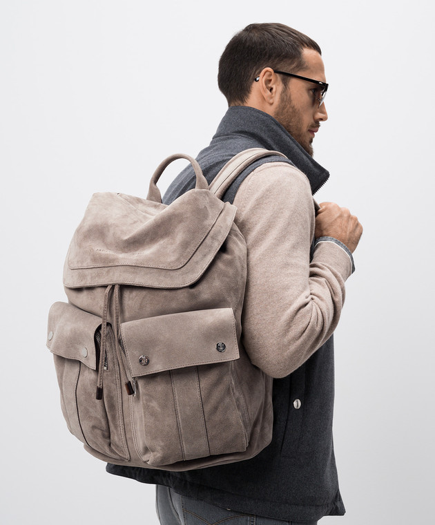 Brunello Cucinelli Серый замшевый рюкзак Leisure MBAEBU325 изображение 2