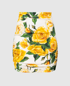 Dolce&Gabbana Белая юбка мини из шелка в цветочный принт. F4CJJTFSA4Q