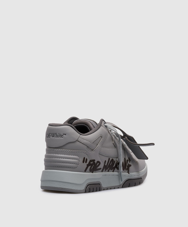Off-White - Серые кожаные кроссовки Out of office с принтом For Walking  OMIA189F24LEA006 купить в Symbol