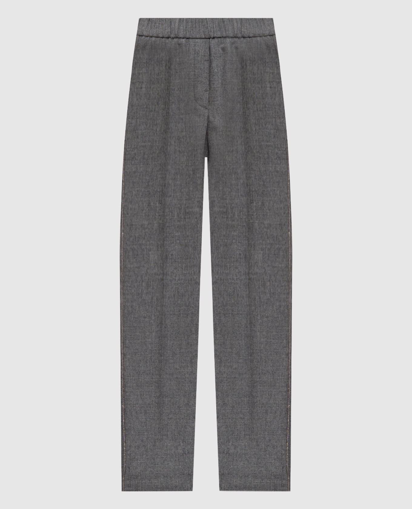 Серые брюки из шерсти и кашемира с цепочкой мониль