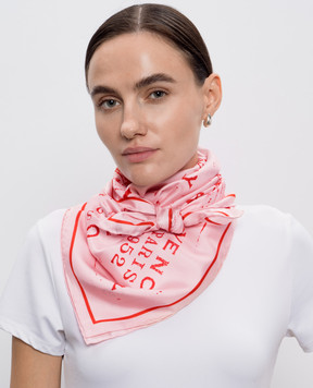 Givenchy Розовый платок из шелка в принт логотипа 710009730004