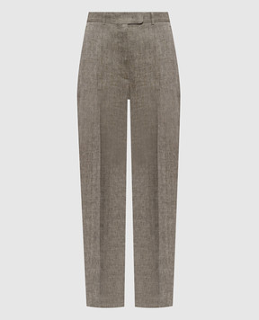 Max Mara Штаны SATIRA из льна цвета хаки SATIRA