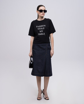 Victoria Beckham Черная футболка с надписью. 1322JTS004130A