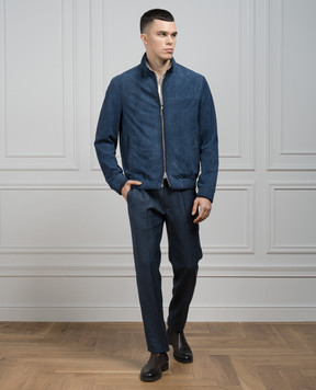Stefano Ricci Синяя кожаная куртка M7J4100060CAMAE4