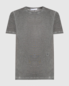 Helmut Lang Сіра футболка з вишивкою монограми логотипа O10HW503