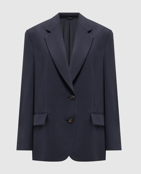 Brunello Cucinelli Синій жакет з вовною з ланцюжком моніль MD5807171P