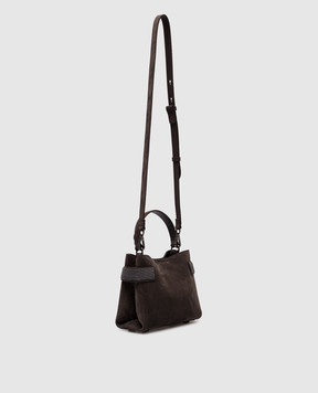 Brunello Cucinelli Коричнева замшева сумка Essence з ланцюжком моніль MBDLD2499P