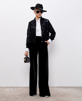 Ermanno Scervino Life Чорний кардиган з квітковою вишивкою D474M303EKP