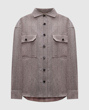 Loro Piana Серая рубашка из льна, шерсти и кашемира FAP3675