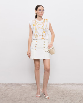 Balmain Білий топ з брендовим принтом FF1ED004GE99