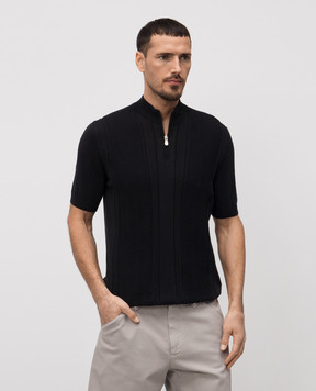Brunello Cucinelli Чорний джемпер з коротким рукавом M29203304