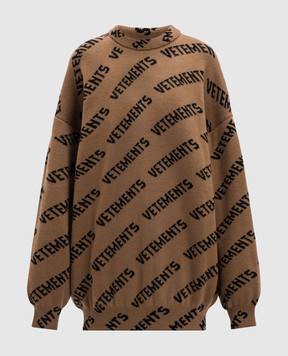 Vetements Коричневый свитер из шерсти с логотипом UA65KN220E