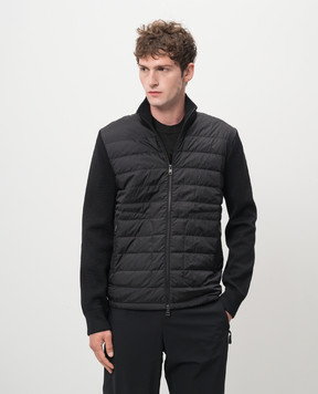 Moncler Черная комбинированная куртка с логотипом J20919B50700A9341