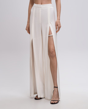 Thierry Mugler Белые брюки с шерстью с разрезами 25S1PA0493196