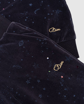 Christian Dior Дитячий синій велюровий спортивний костюм з кристалами 8HBM13SUIA58