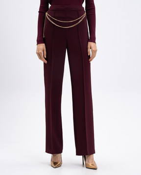 Twinset Бордові штани кльош з ланцюжком 252TP2281