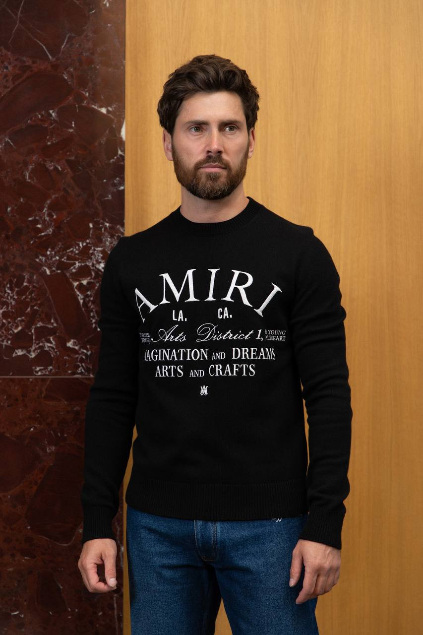 AMIRI Черный свитер ARTS DISTRICT CREW с контрастной вышивкой AMKNCW1022 изображение 6