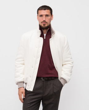 Brunello Cucinelli Белая куртка с кашемиром на меху MT4016887