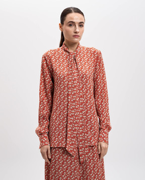 Ermanno Scervino Красная блузка из шелка в цветочный принт D462K352OYQ