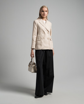 Max Mara Бежевий двобортний жакет Laura з льону LAURA