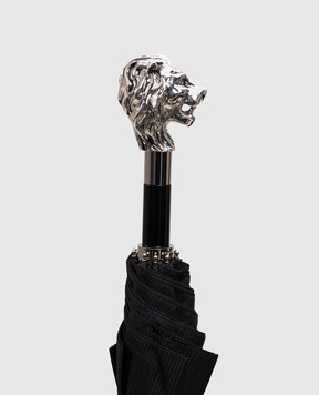 Pasotti Черный складной зонтик Silver Lion в узор. OMITUO64SRASO67681