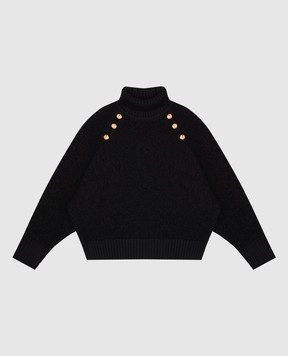 Balmain Дитячий чорний светр з вовною BX9A60Z3317810
