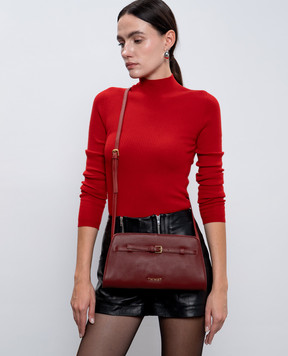 Twinset Червона шкіряна сумка-багет з логотипом 242TD8373
