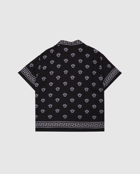 Versace Дитяча чорна сорочка в принт Medusa Bandana 10182611A13057